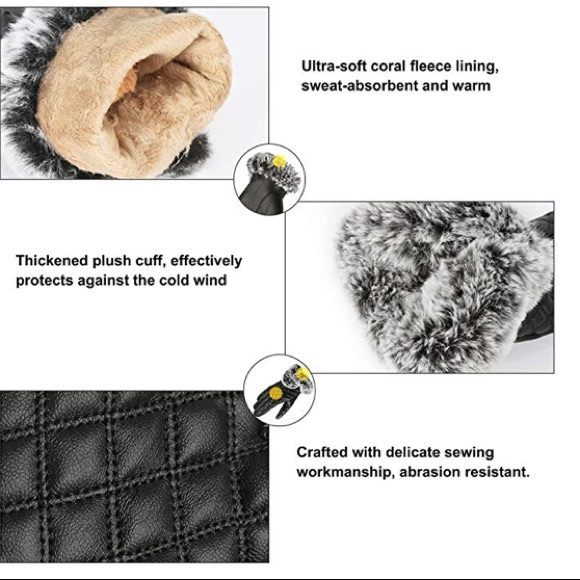 🆕 NWOT Faux Leather Women’s Touch Screen Gloves - Picture 4 of 6